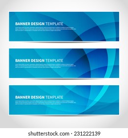 Set of trendy blue vector banners template or website headers with abstract geometric background. Vector design illustration EPS10