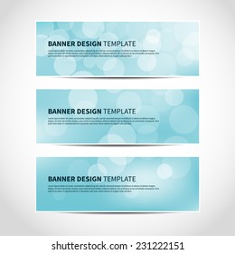 Set of trendy blue vector banners template or website headers with abstract geometric bokeh background. Vector design illustration EPS10