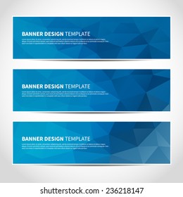 Conjunto de plantillas de banners vectoriales azules o encabezados de sitios web con fondo geométrico abstracto. Ilustración de diseño del vector EPS10