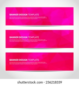 Set of trendy blue vector banners template or website headers with abstract geometric background. Vector design illustration EPS10