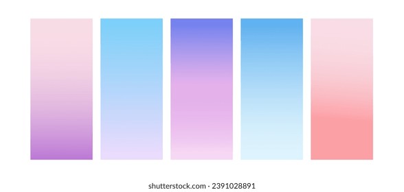 Set of trendy blur gradient backgrounds with space for text. Winter pastel color banner collection for social media posts. Minimalist blurred abstract vertical posters. vector illustration