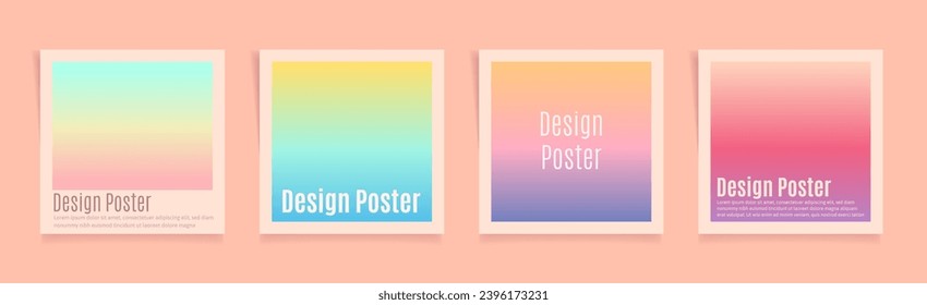 Set of trendy blur gradient posts with space for text. Vintage y2k pastel color banner collection for social media post. Minimalist blurred abstract square posters. vector illustration