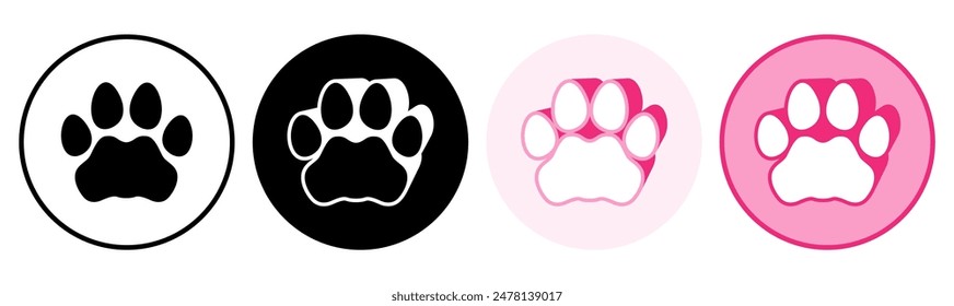 Set trendy bobcat footprints icon symbol pictogram vector illustration