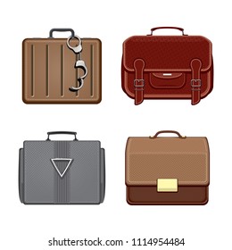 Set of trendy briefcases isolated on white background