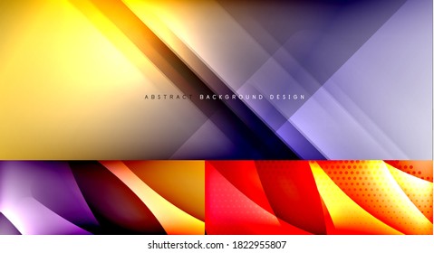 Set of trendy bright geometric minimal abstract backgrounds