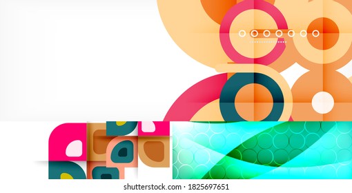 Set of trendy bright geometric minimal abstract backgrounds