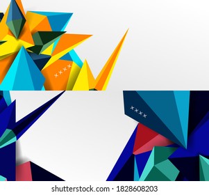 Set of trendy bright geometric minimal abstract backgrounds