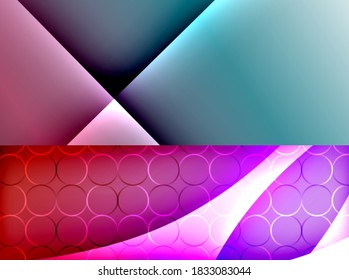 Set of trendy bright geometric minimal abstract backgrounds