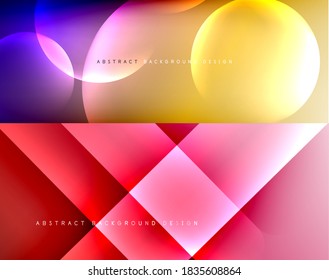 Set of trendy bright geometric minimal abstract backgrounds