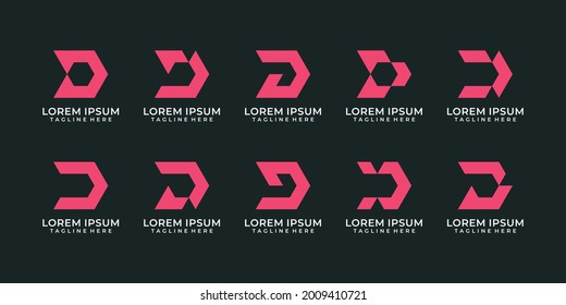 Set of trendy business letter d logo. Logo can be used for icon, brand, identity, symbol, geometric, internet, shape, isolated, and template