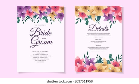 Set of trendy card template with flowers, leaves. Wedding ornament concept. Floral poster, invite. Vector decorative greeting card, invitation design, save the date, greeting, poster, cover vector