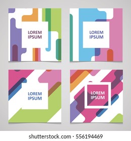set of trendy cards with color seamless pattern