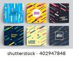 Set of Trendy Cards with Flat Dynamic Design. Applicable for Covers, Placards, Posters, Flyers and Banner Designs.