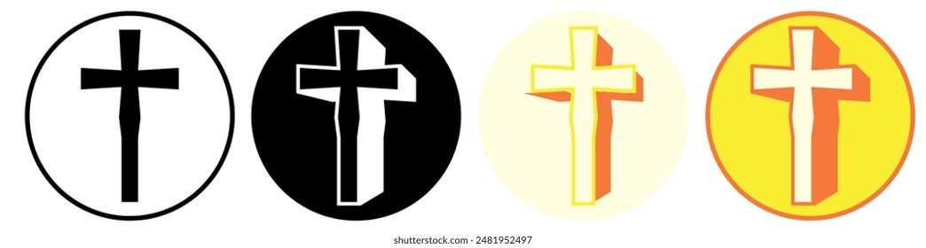 Set trendy Christian cross Symbol icon pictogram vector illustration