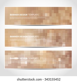 Set of trendy Christmas beige vector banners template or website headers with abstract geometric background. Vector design illustration EPS10