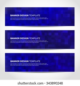 Set of trendy Christmas  blue vector banners template or website headers with abstract geometric background. Vector design illustration EPS10
