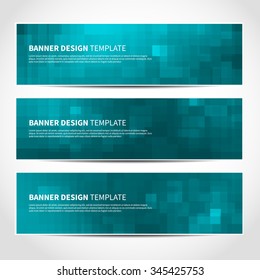 Set of trendy Christmas blue vector banners template or website headers with abstract geometric background. Vector design illustration EPS10