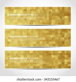 Set of trendy Christmas gold vector banners template or website headers with abstract geometric background. Vector design illustration EPS10