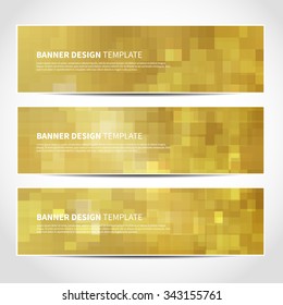 Set of trendy Christmas gold vector banners template or website headers with abstract geometric background. Vector design illustration EPS10