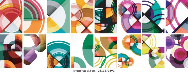 Set of trendy colorful circle geometric posters or abstract backgrounds. Vector Illustration For Wallpaper, Banner, Background, Card, Book Illustration, landing page