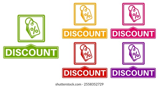 	
set trendy colorful discount labels icon. cut price symbol sign template sticker design vector illustration