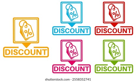 	
set trendy colorful discount labels icon. cut price symbol sign template sticker design vector illustration