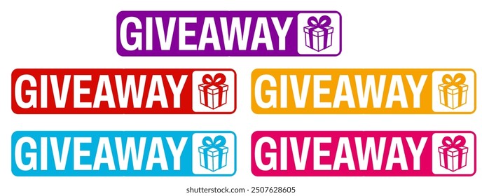 Set trendy colorful giveaway icon sign. social media free gift labels design template Vector illustration