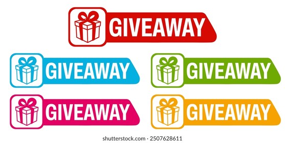Set trendy colorful giveaway icon sign. social media free gift labels design template Vector illustration