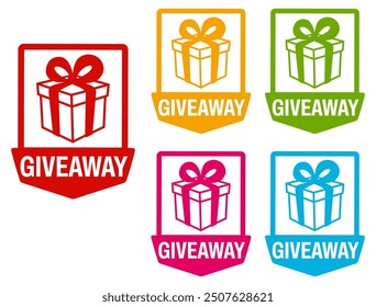 Set trendy colorful giveaway icon sign. social media free gift labels design template Vector illustration