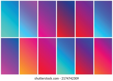 Set of trendy colorful gradient vector illustrations. Colorful modern gradient palet set for designing. Background for flyer, social media post, screen, mobile app, wallpaper