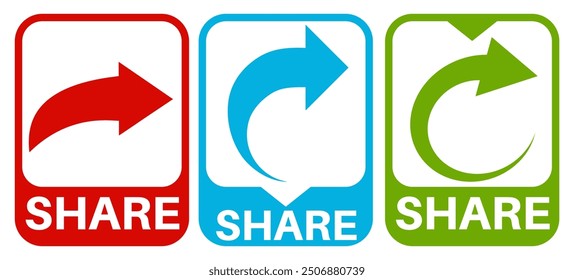 set trendy colorful share labels icon. share sign social media template design vector illustration