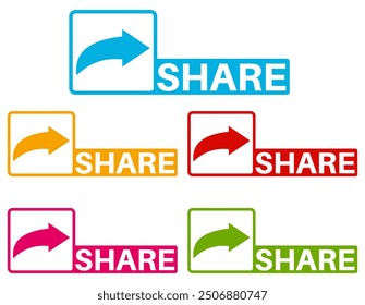 set trendy colorful share labels icon. share sign social media template design vector illustration