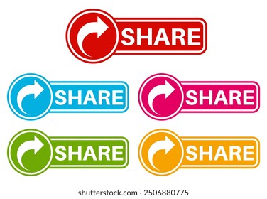 set trendy colorful share labels icon. share sign social media template design vector illustration