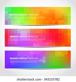 Set of trendy colorful vector banners templates or website headers with abstract geometric background. Vector design illustration EPS10
