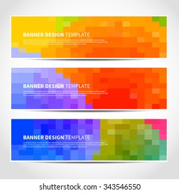 Set of trendy colorful vector banners template or website headers with abstract geometric background. Vector design illustration EPS10