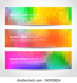 Set of trendy colorful vector banners template or website headers with abstract geometric background. Vector design illustration EPS10