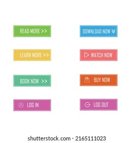 Set of trendy Colourful button for web, mobile app. Template navigation button menu.