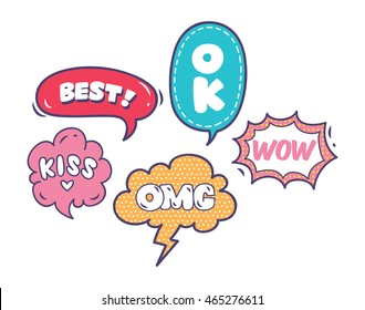 set of trendy comic speech bubble