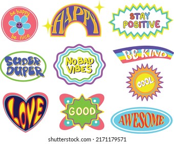 Set Trendy Cool Y2k Hipster Stickers Stock Vector (Royalty Free ...