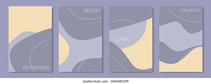 Set of trendy cover design template. Abstract liquid wavy shapes with lines composition for banner, poster, card, flyer and page layout design other.