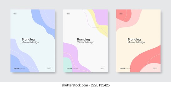 Set of trendy cover template designs. Abstract wave shapes background for branding, business promotion, and layout other. Vector, 2023