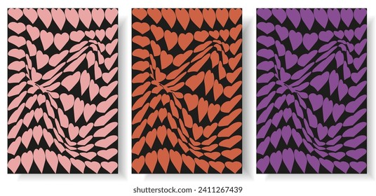 Set trendy Distorted background with Fluid line on light backdrop. Modern 3D Geometric background for card cover. Vector illustration can used web and social media banner, poster, print