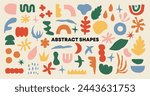 Set of trendy doodle, abstract nature shapes. Hand drawn various colorful collection, Organic elements. Geometric seamless pattern background. Contemporary modern trendy style vector illustration.