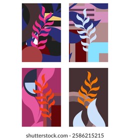 Set of trendy doodle and abstract nature icons on isolated white background. Big summer collection, unusual organic shapes in freehand matisse art style. Includes people, floral art and texture bundle