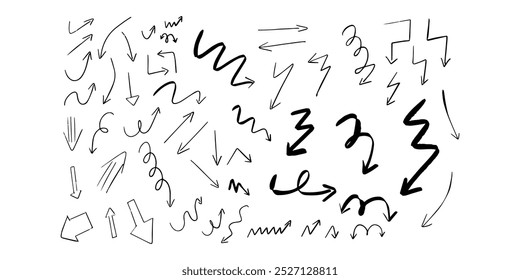 Set of trendy doodle and abstract random icons on isolated background. Big element collection, unusual organic shapes in freehand style.