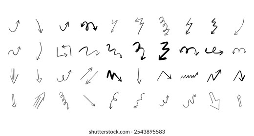 Set of trendy doodle and abstract random icons on isolated background. Big element collection, unusual organic shapes in freehand style.