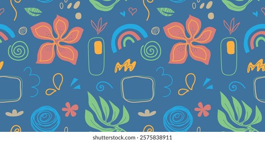 Set of trendy doodles and abstract nature icons on isolated white background. Big summer collection, unusual organic shapes in freehand matisse art style. Including