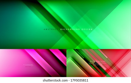 Conjunto de fondo abstracto de degradado de color simple y dinámico de moda con líneas dinámicas. Ilustraciones vectoriales para papel tapiz, pancarta, fondo, tarjeta, ilustración de libro, página de inicio
