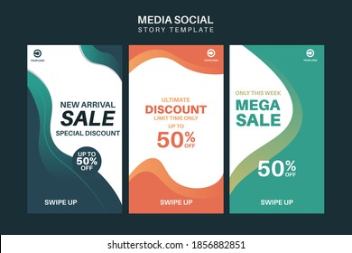 Set Trendy editable sale and discount social media Stories template. Design for social media post template banner design vector