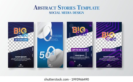 Set of Trendy editable template for social networks stories, vector illustration. Design backgrounds for social media